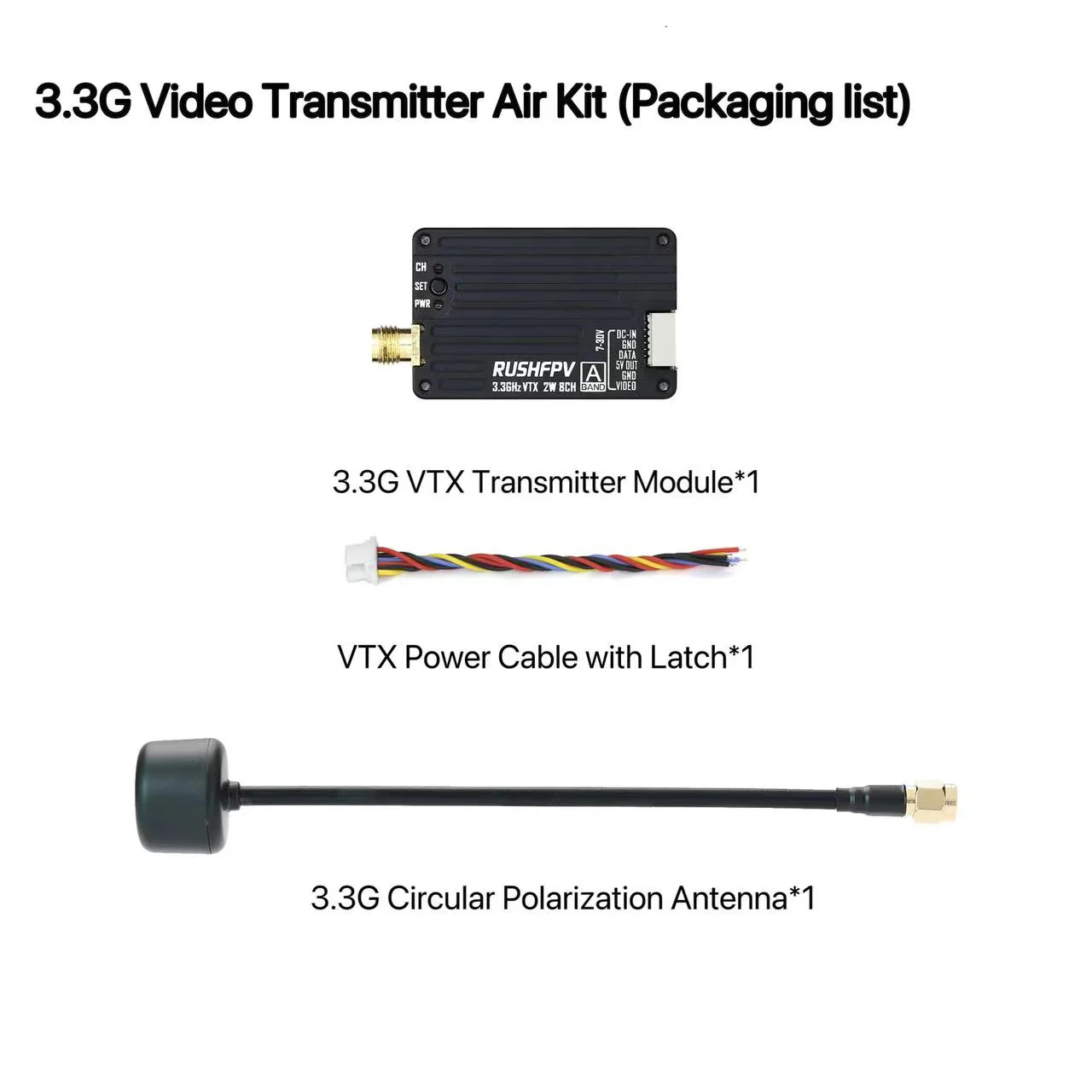 - Remote Control (Rc) Drone - RUSHFPV 3.3G 2W VTX Sender FPV