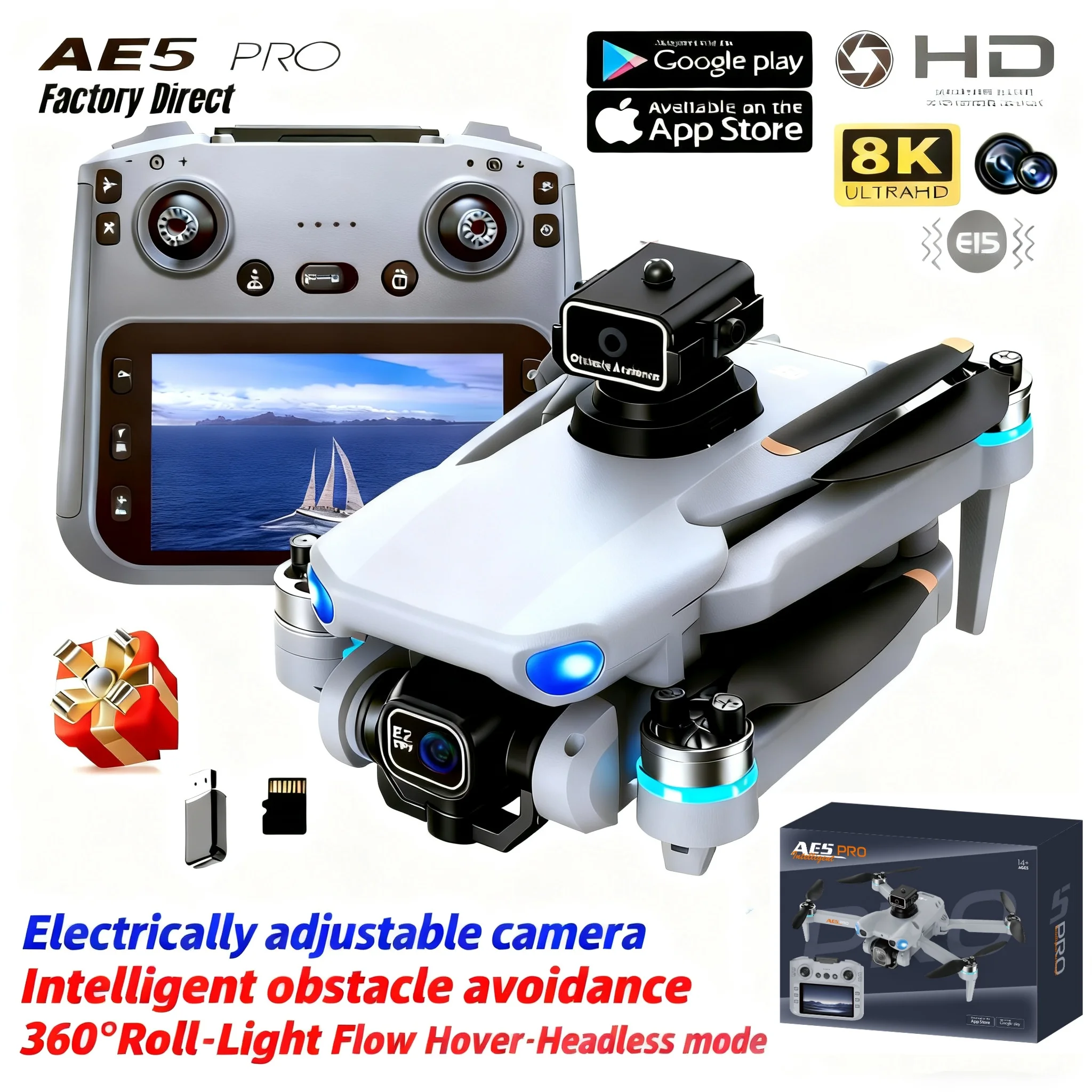 Drone Without Rc - AE5 Pro Drohne 8K HD 4,5-Zoll-Bildschirm-Steuerung