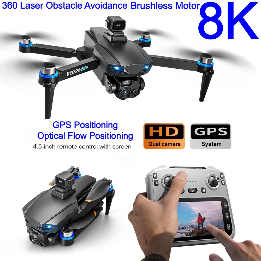 Drone Rc Folding - NEUE 8K-Drohne mit HD-Kamera, Laser-Hindernisvermeidung, 4,5-Zoll-Bildschirm,