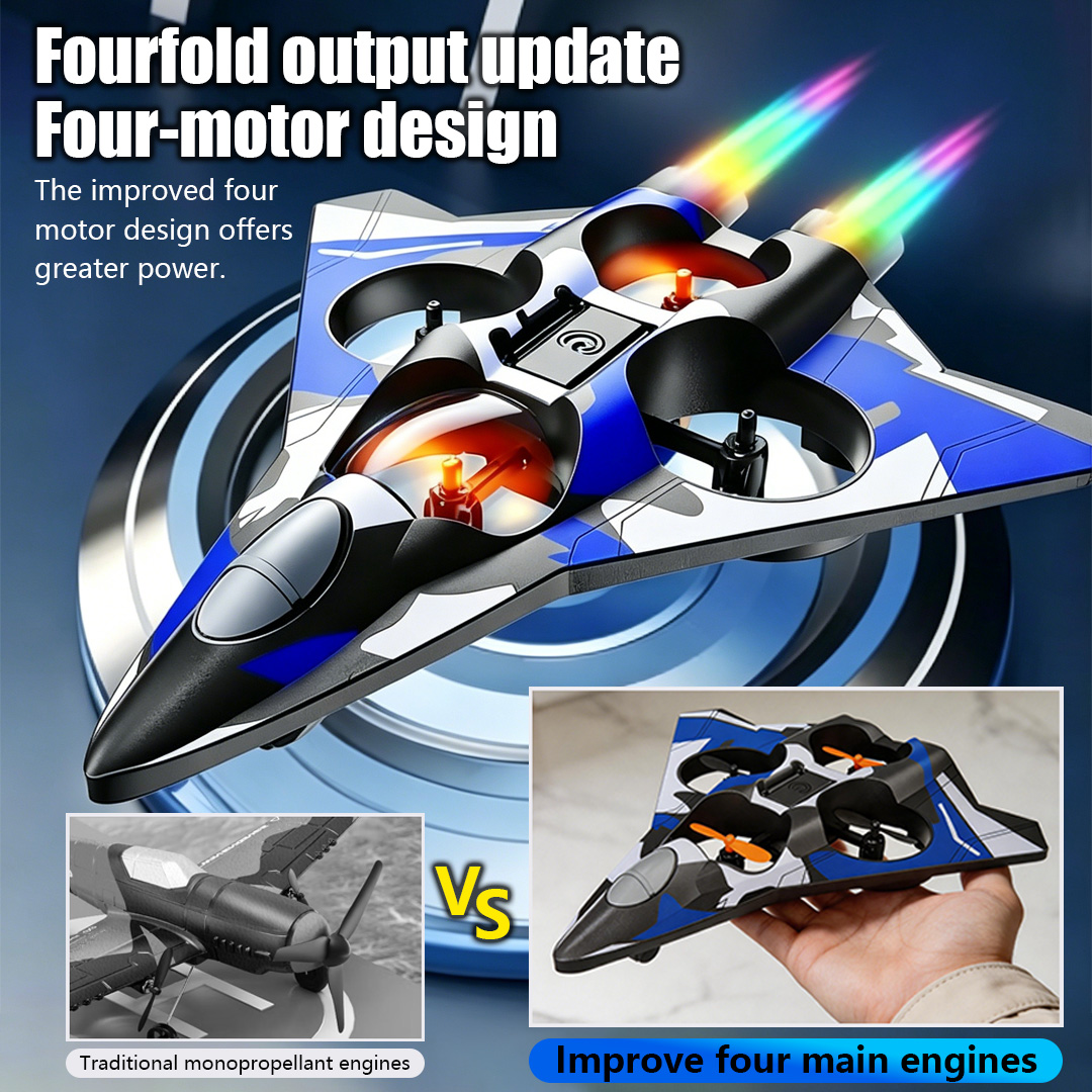 Drone Rc Fighter Jet - Schaumstoff-Flugzeug-Stunt-Helikopter Coole Kampfjets 360°-Drehungen Stoßdämpfende Materialien