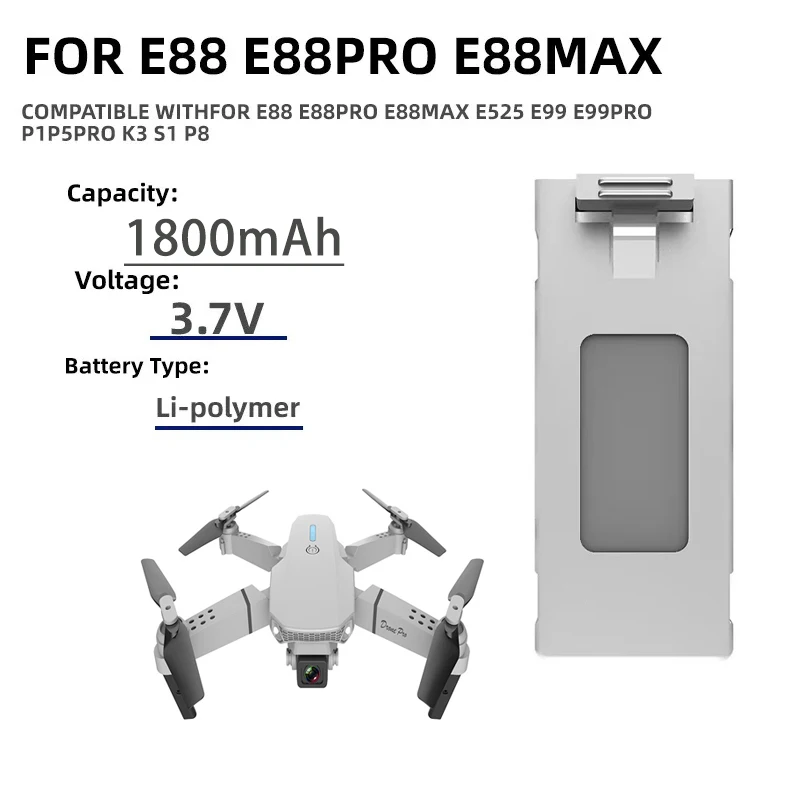 E88 Drone Batterie 3,7 V 1800  – Drone Rc E99 K3 Bewertung und Preis